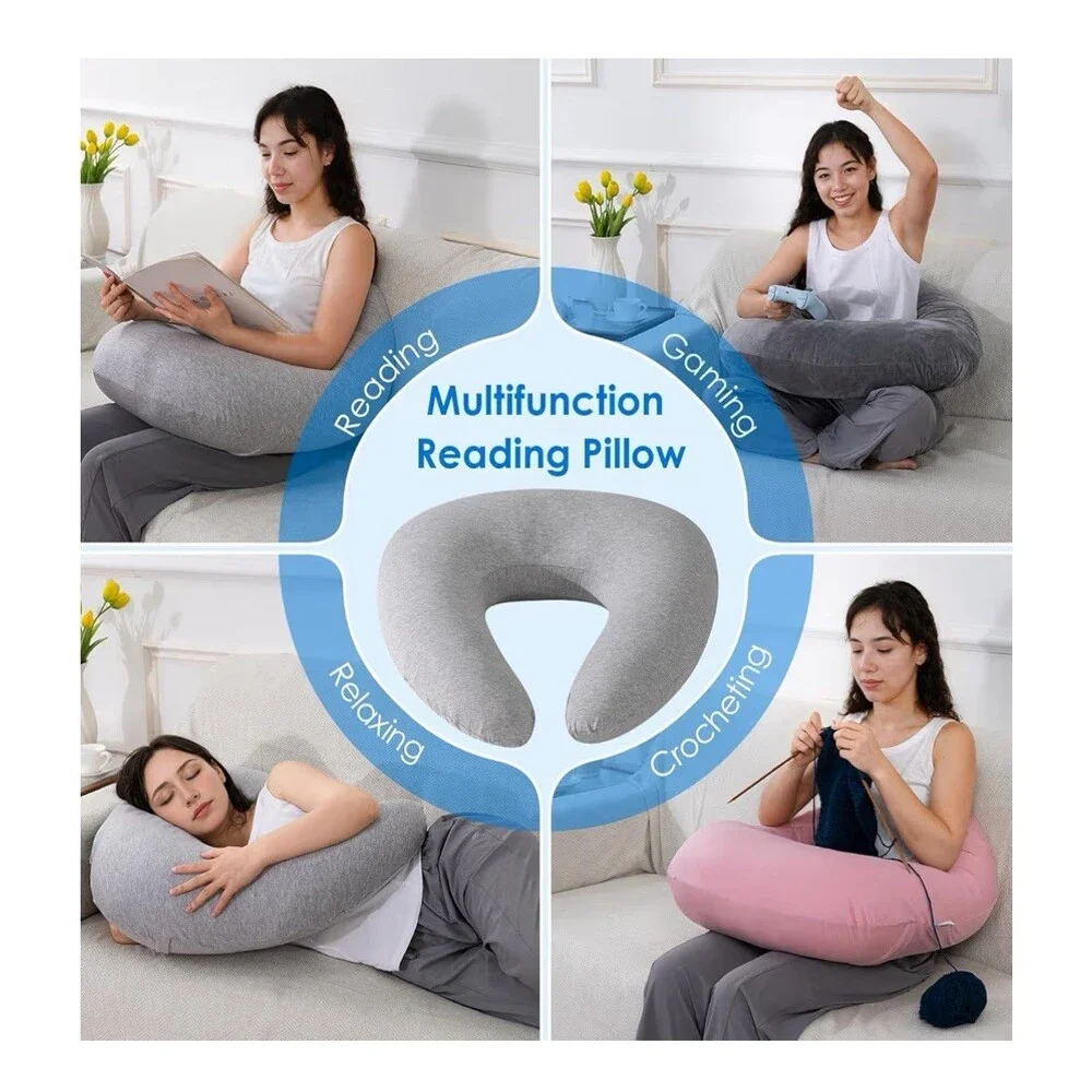 Black Arm Rest Pillow Gaming Reading Crocheting Plush + ties Ergonomic Support